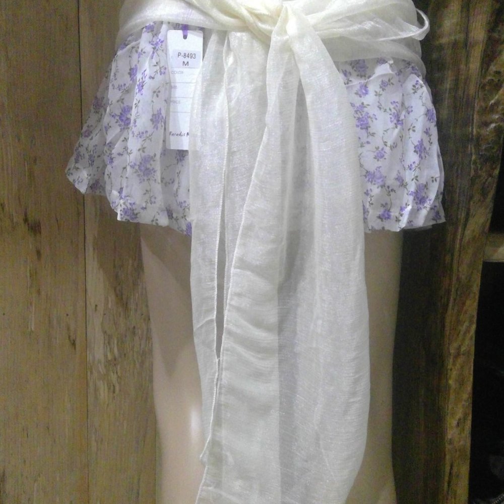 Paradis Miss Girls Mini Skirt L Cream Floral Print Belted Petite Fit 100% Poly